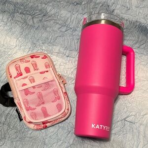 76. Katydid Pink 40 oz tumbler and Accessory Set